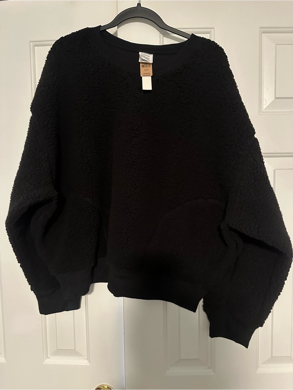 PINK Victoria's Secret Black Sherpa Crewneck Sweater